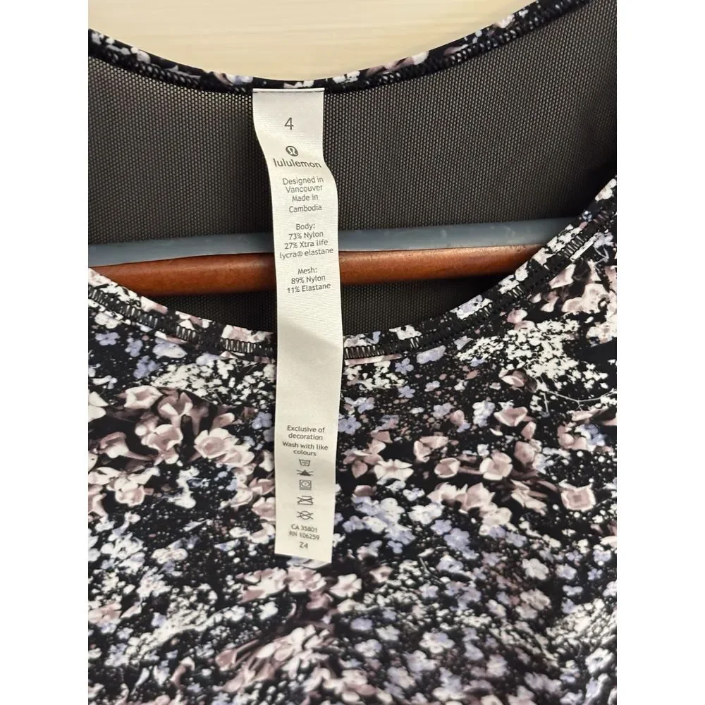 LULULEMON Women's Sculpt Tank II Black Floral Spritz Multi Mesh Panel Size 4 $58